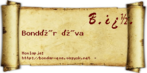 Bondár Éva névjegykártya