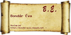 Bondár Éva névjegykártya